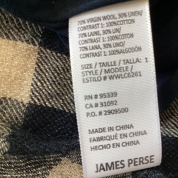 James Perse “Spiral” wool & linen blend ruched dress In navy/linen size S - Picture 13 of 16